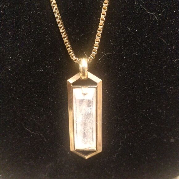 Vintage Ann Taylor Gold-tone Clear Emerald Cut Crystal Long Crystal Necklace - Picture 1 of 10